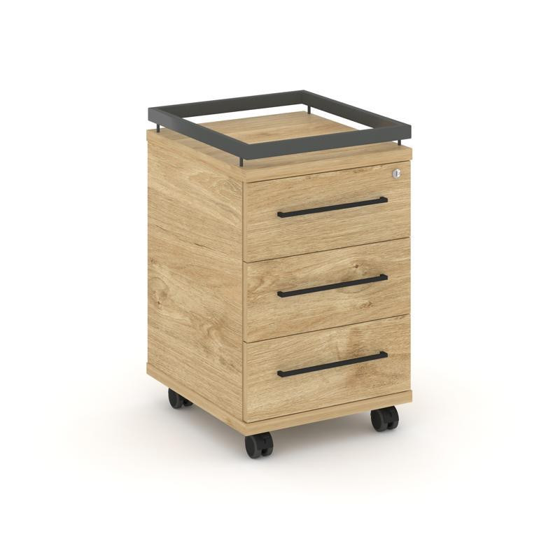 Rift Тумба мобильная усиленная + рамка RF.TM-003 Тиквуд Светлый/Металл Антрацит/Черный Ручки 416*460