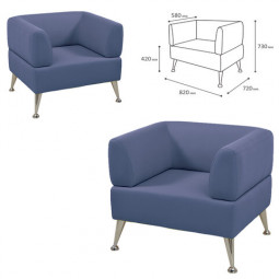 Кресло мягкое "Норд", "V-700", 820х720х730 мм, c подлокотниками, экокожа, голубое