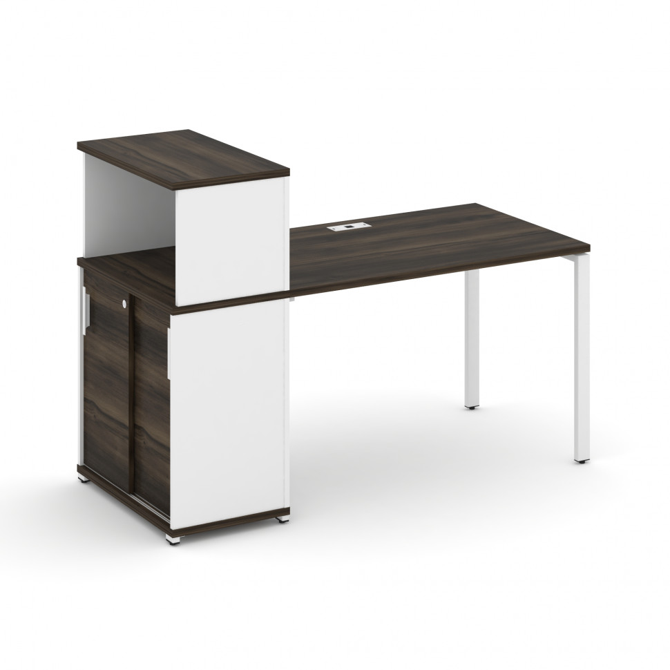 Concept Стол рабочий с опорным шкафом-купе с надставкой низ. CN.SP-238 W Дуб Мали/Белый Бриллиант/Ме