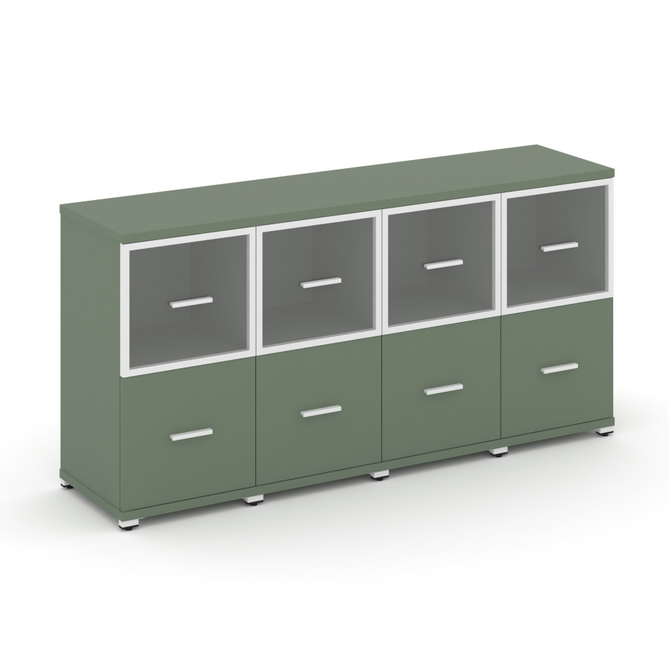 Concept Шкаф 4 узкие секции, 2 ниши CN.STU-242 RPW W Кобо/Металл Белый/Прозрачный 1668*420*818