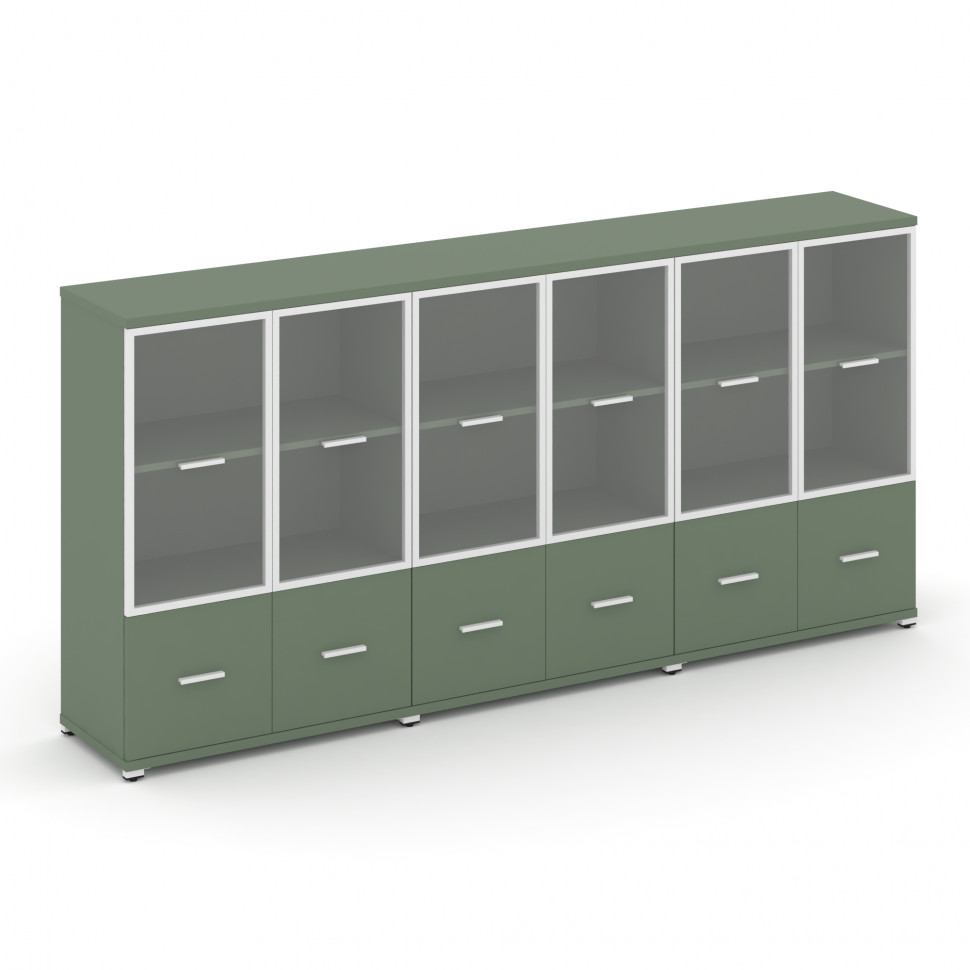 Concept Шкаф 3 широкие секции, 3 ниши CN.STS-332 RPW W Кобо/Металл Белый/Прозрачный 2500*420*1186