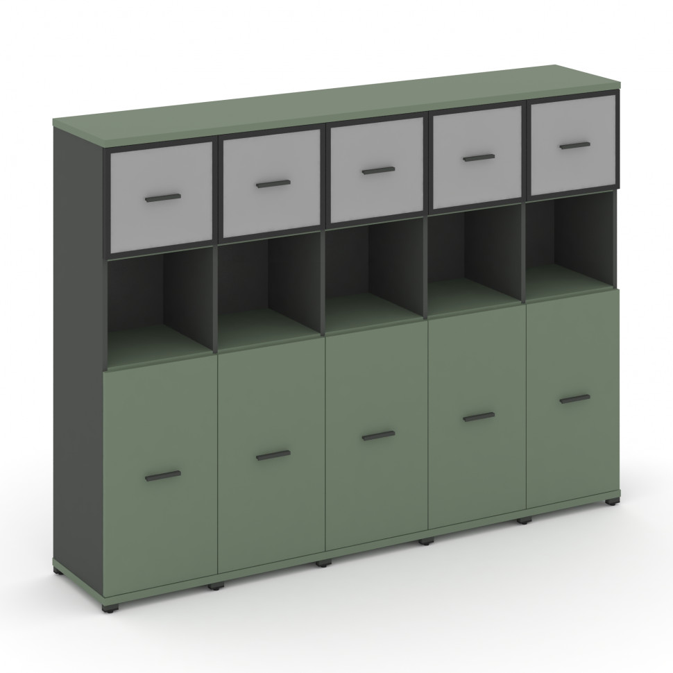 Concept Шкаф 5 узких секций, 4 ниши CN.STU-455 RMB A Кобо/Антрацит/Металл Антрацит/Сатин 2084*420*15