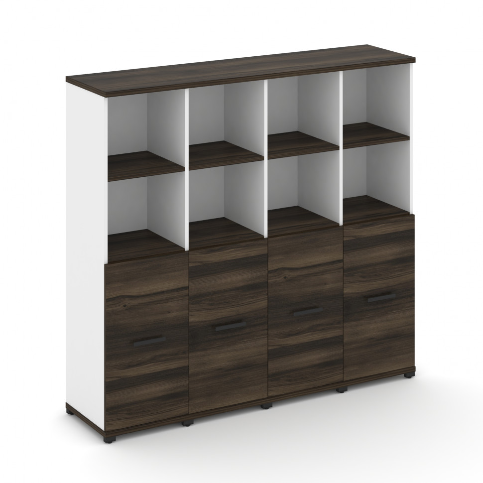 Concept Шкаф 4 узкие секции, 4 ниши CN.STU-441 B Дуб Мали/Белый Бриллиант/Металл Черный 1668*420*155