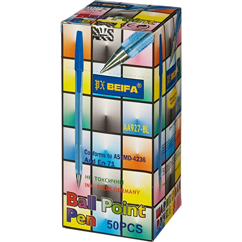 Ручка шариковая неавтомат. BEIFA AA 927 0,5мм синий Китай, 50шт/уп