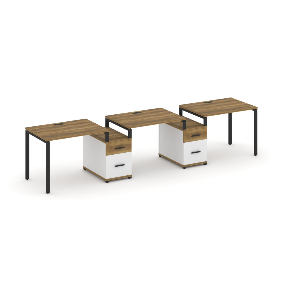 Concept Рабочая станция 3 места с 2 опорными тумбами CN.ORS-329 B Сандал Янтарный/Белый Бриллиант/Ме Concept Рабочая станция 3 места с 2 опорными тумбами CN.ORS-329 B Сандал Янтарный/Белый Бриллиант/Ме