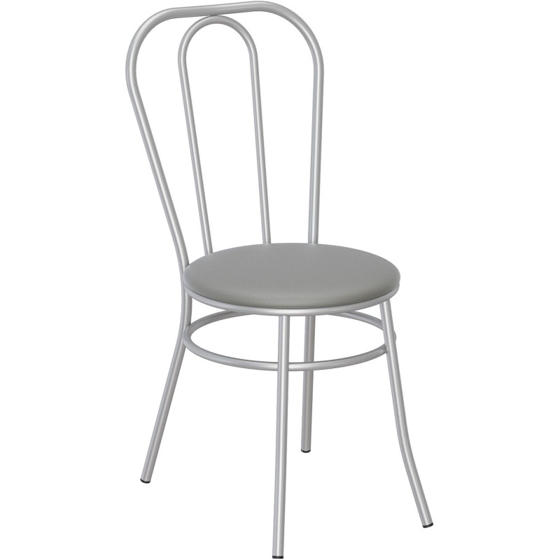 Стул для столовых AM_0MX Венский кар мет 9006 глянец к/з ФортунаЛТГрей сер