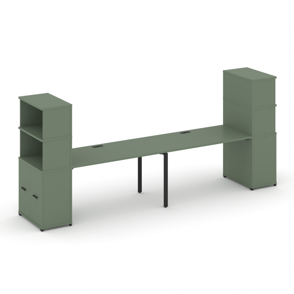 Concept Рабочая станция с опорными распаш. шкафами с надставкой выс. CN.ORS-232 B Кобо/Металл Черный Concept Рабочая станция с опорными распаш. шкафами с надставкой выс. CN.ORS-232 B Кобо/Металл Черный