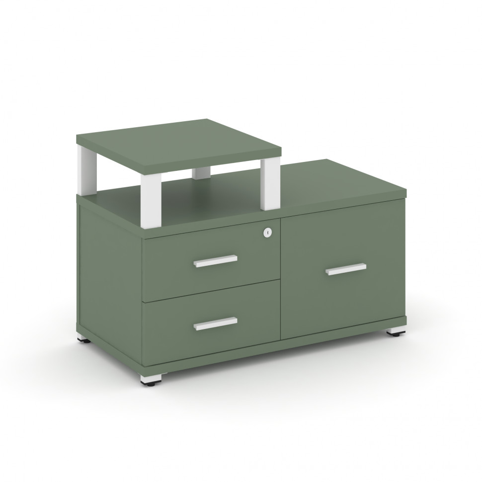 Concept Тумба приставная широкая 2 ящ.+1 распаш. фасад с надставкой узкой CN.TSP-005 W Кобо/Металл Б