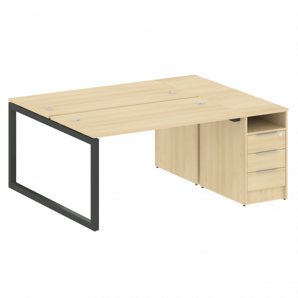 Metal System Quattro Рабочая станция с тумбой на О-образном м/к 50БО.РС-СТП-2.3 Акация Лорка/Металл