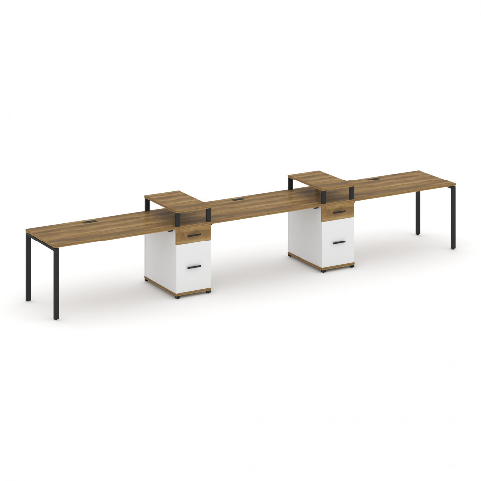 Concept Рабочая станция 3 места с 2 опорными тумбами CN.ORS-455 B Сандал Янтарный/Белый Бриллиант/Ме