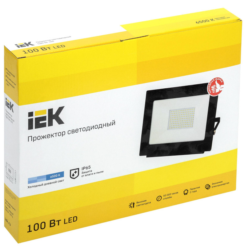 Прожектор светодиодный СДО 06-100 6500К IP65 черн. ИЭК LPDO601-100-65-K02