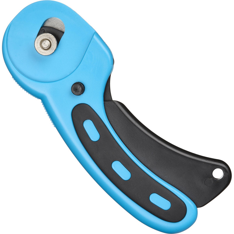 Нож раскройный TOPFORT роликовый, 45мм лезвие,ABS+TPR,мех.ручка