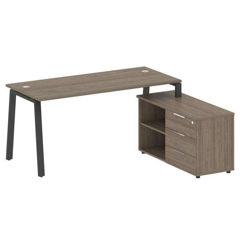 Metal System Рабочая станция с тумбой на А-образном м/к БА.РС-СТС-2.4 (R) Вяз Благородный/Металл Ант