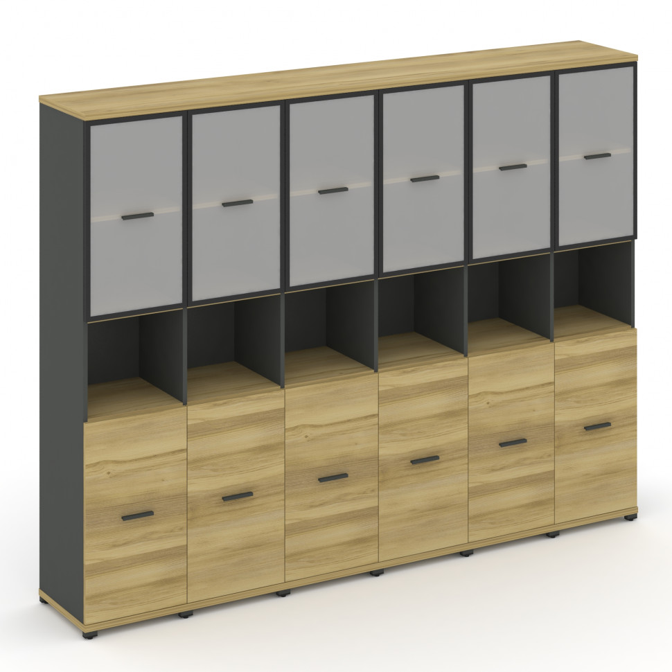 Concept Шкаф 6 узких секций, 5 ниш CN.STU-563 RMB A Дуб Винченцо/Антрацит/Металл Антрацит/Сатин 2500