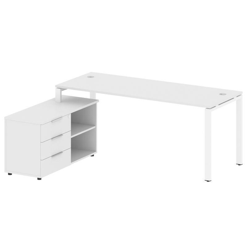 Metal System Рабочая станция с тумбой на П-образном м/к БП.РС-СТС-2.5 (L) Белый/Металл Белый 1900*15 Metal System Рабочая станция с тумбой на П-образном м/к БП.РС-СТС-2.5 (L) Белый/Металл Белый 1900*15