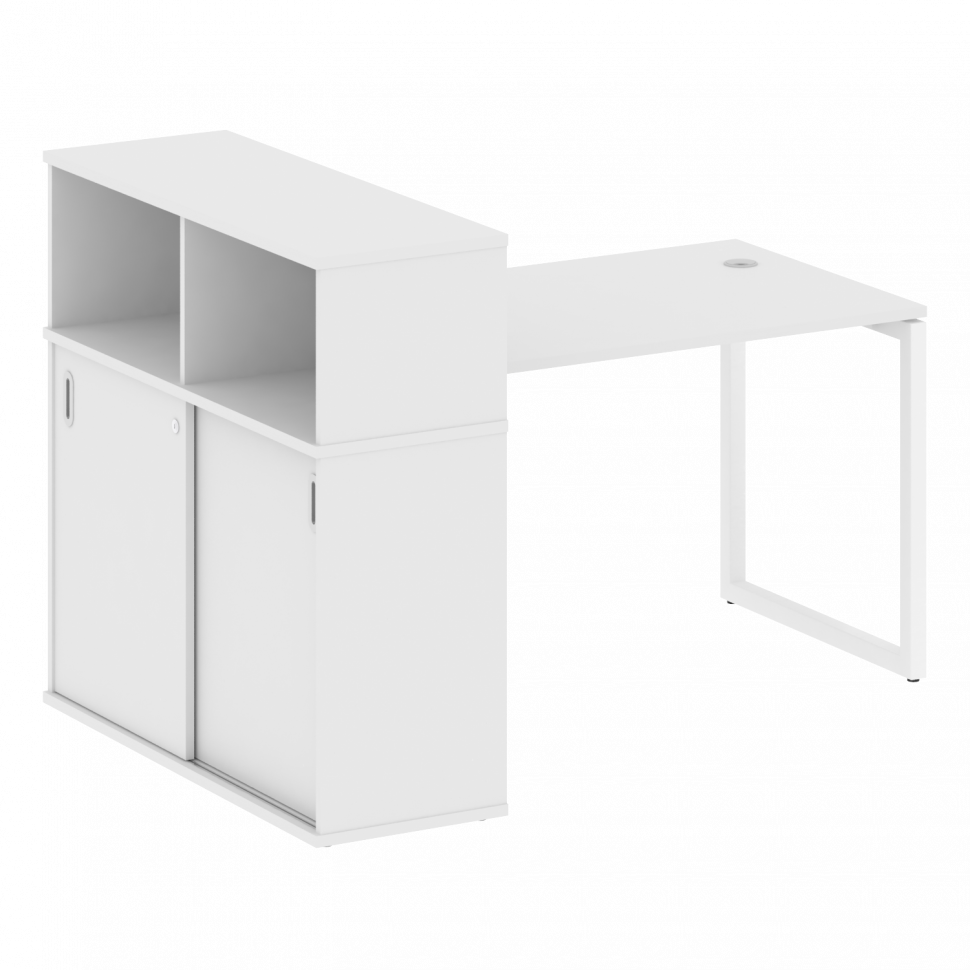 Metal System Quattro Стол письменный с шкафом-купе на О-образном м/к 40БО.РС-СШК-3.2 Т Белый/Металл Metal System Quattro Стол письменный с шкафом-купе на О-образном м/к 40БО.РС-СШК-3.2 Т Белый/Металл