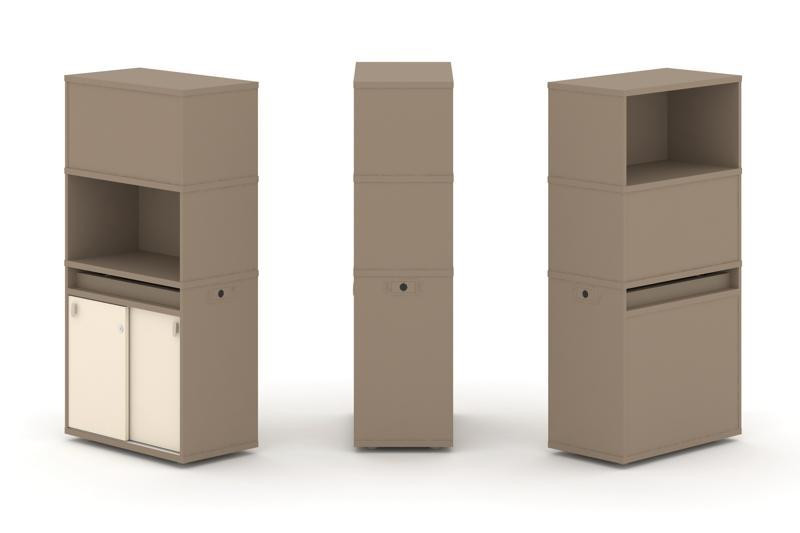 Estetica Набор №3 Тумба одиночная+высокая надставка ES.NB.1V-3 Латте/Сатин 750*410*1520