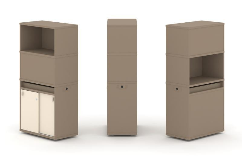 Estetica Набор №3 Тумба одиночная+высокая надставка ES.NB.1V-3 Латте/Сатин 750*410*1520