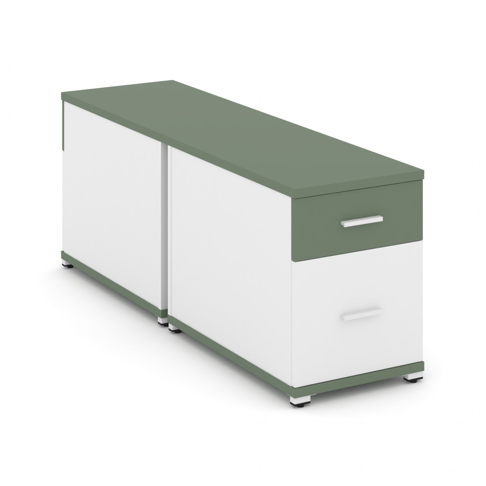 Concept Тумба двухсторонняя опорная/приставная 1 ящ.+1 распаш. фасад CN.DTGO-004 W Кобо/Белый Брилли