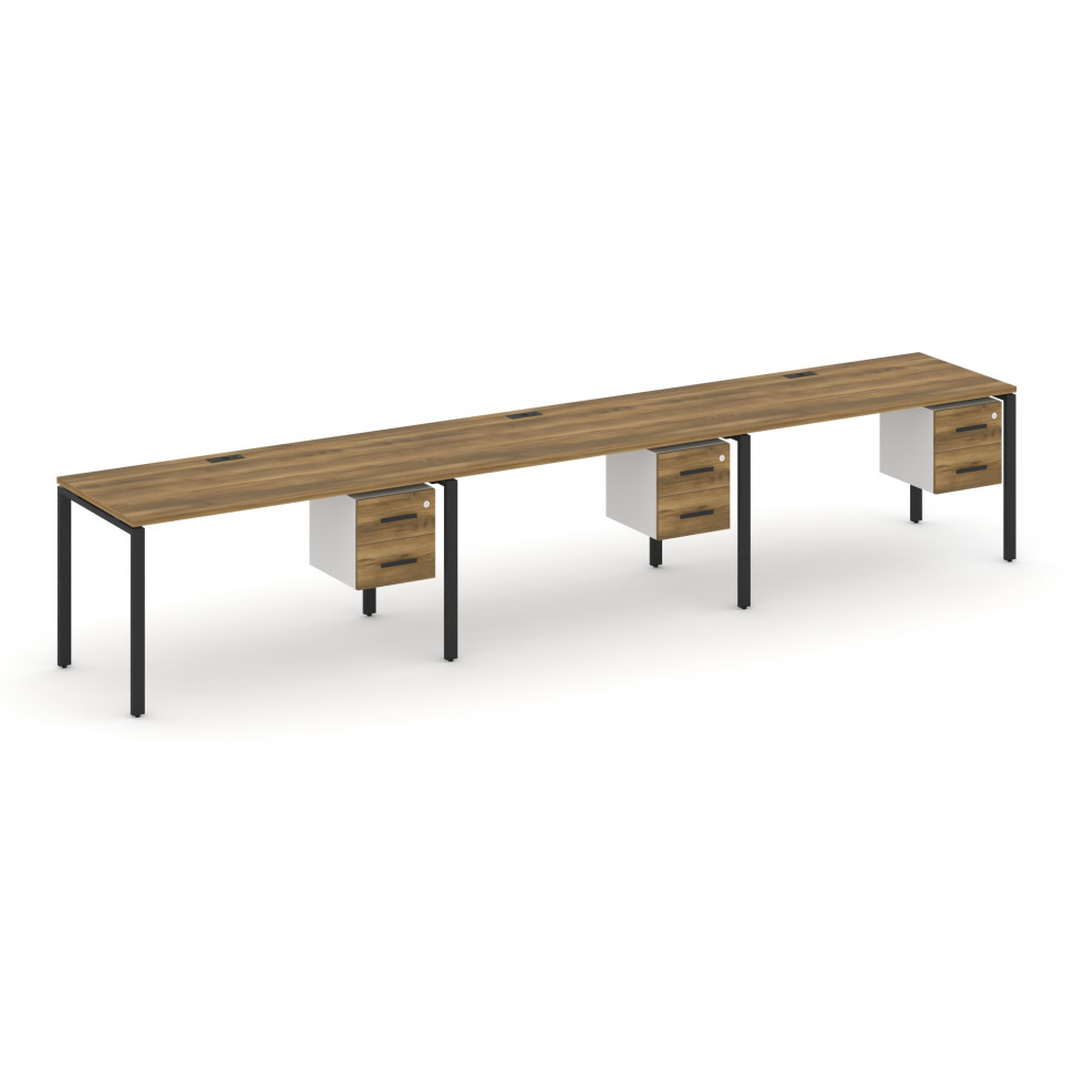 Concept Рабочая станция односторонняя с подвес. тумбами 3 места CN.ORS-135 B Сандал Янтарный/Белый Б