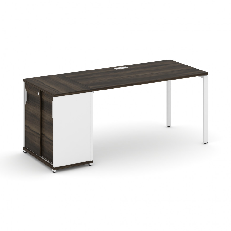 Concept Стол рабочий с опорным шкафом-купе CN.SP-235 W Дуб Мали/Белый Бриллиант/Металл Белый 1800*72