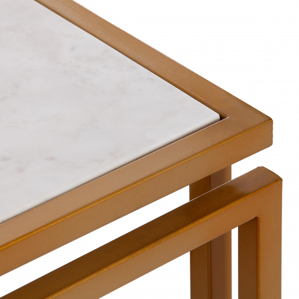 Столик кофейный Secret De Maison QUATTRO (мод. 14153 ) алюминиевый сплав/мрамор, 41*41*41 см, золотой/белый мрамор