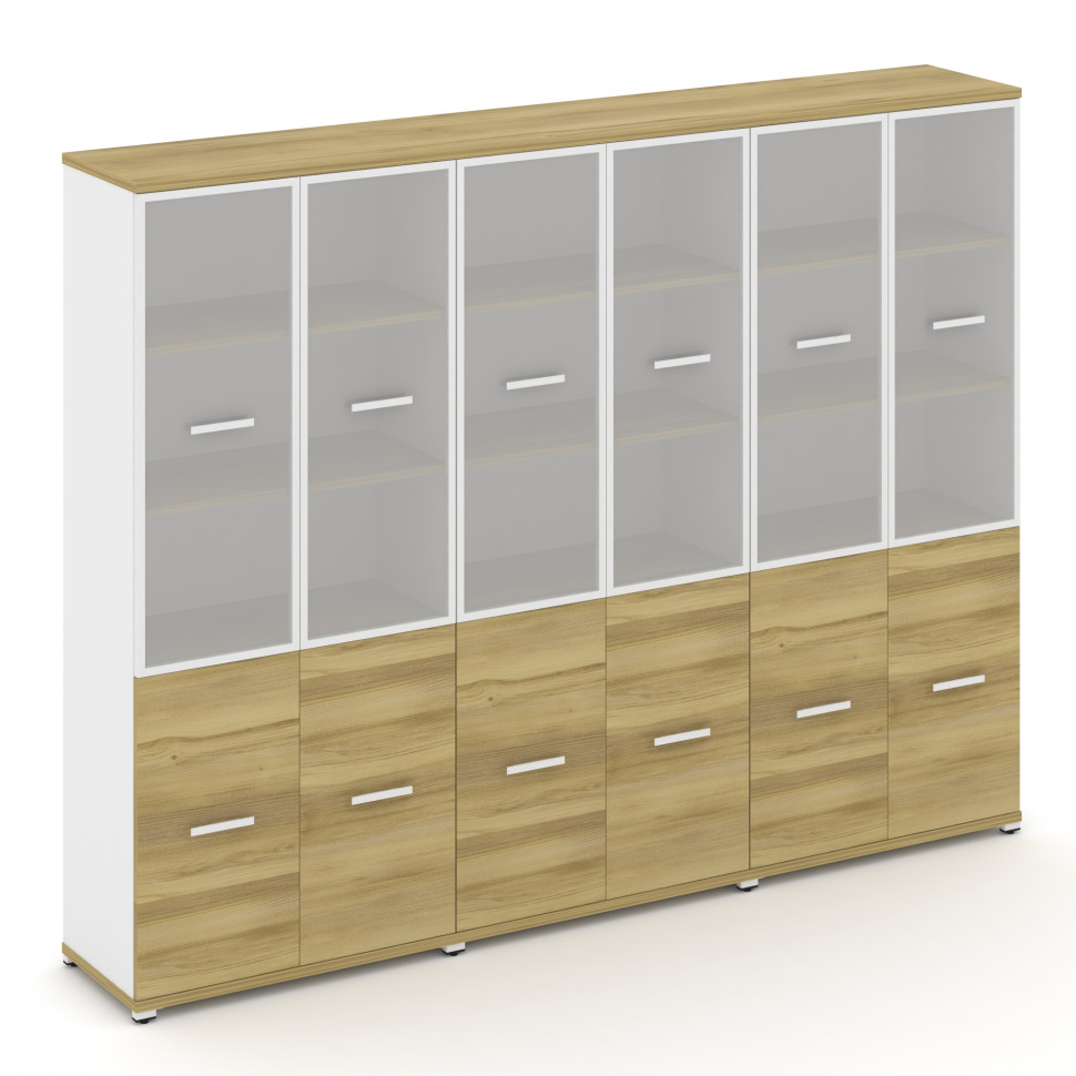Concept Шкаф 3 широкие секции, 5 ниш CN.STS-532 RMW W Дуб Винченцо/Белый Бриллиант/Металл Белый/Сати