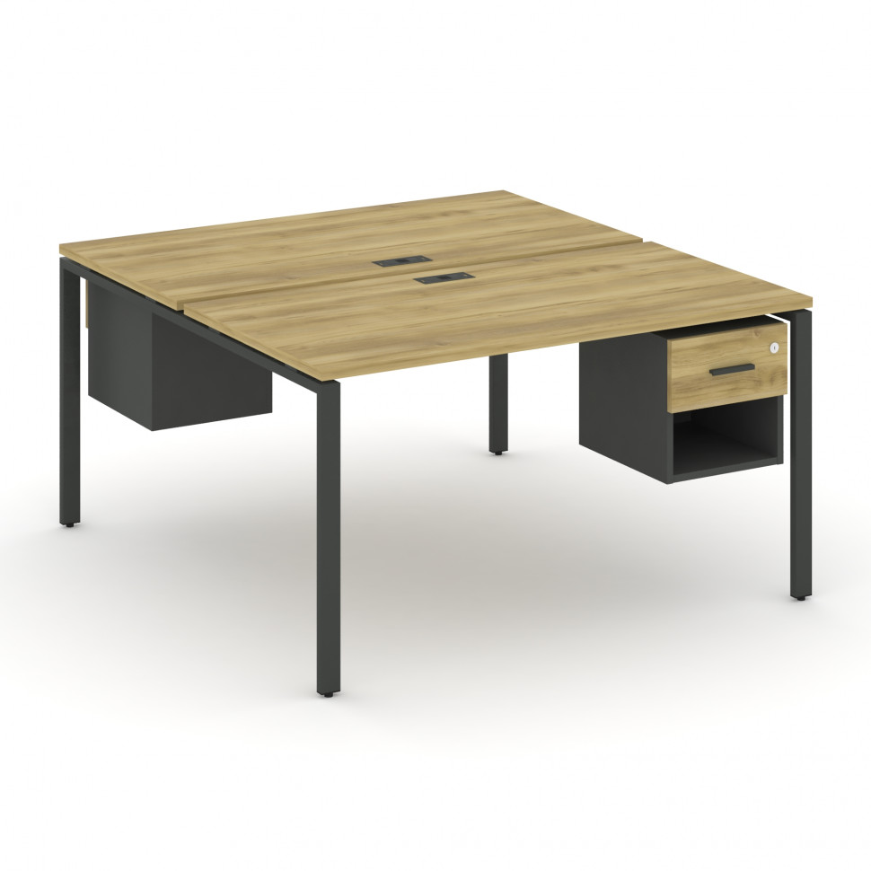 Concept Рабочая станция 2 сторонняя с подвесными тумбами на 2 места CN.DRS-120 A Дуб Винченцо/Антрац
