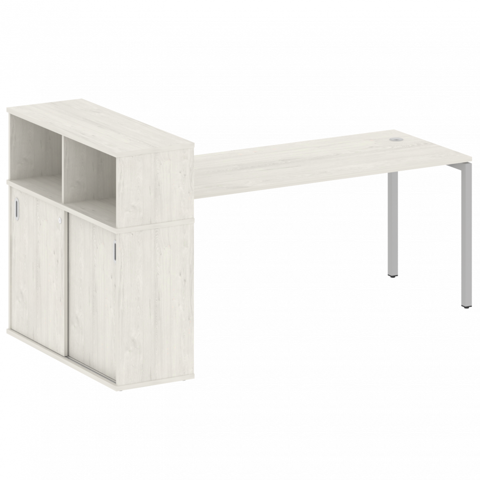 Metal System Quattro Стол письменный с шкафом-купе на П-образном м/к 40БП.РС-СШК-3.5 Т Дуб Наварра/М