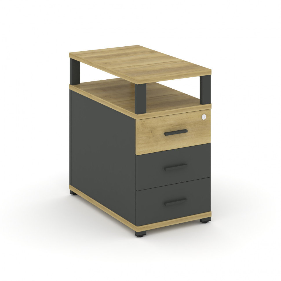 Concept Тумба приставная 3 ящ. с надставкой CN.TGP-001 A Дуб Винченцо/Антрацит/Металл Антрацит 420*7