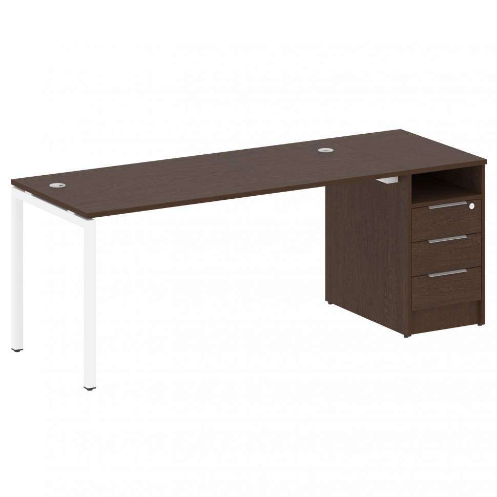 Metal System Quattro Рабочая станция с тумбой на П-образном м/к 40БП.РС-СТП-1.4 Венге Цаво/Металл Бе Metal System Quattro Рабочая станция с тумбой на П-образном м/к 40БП.РС-СТП-1.4 Венге Цаво/Металл Бе