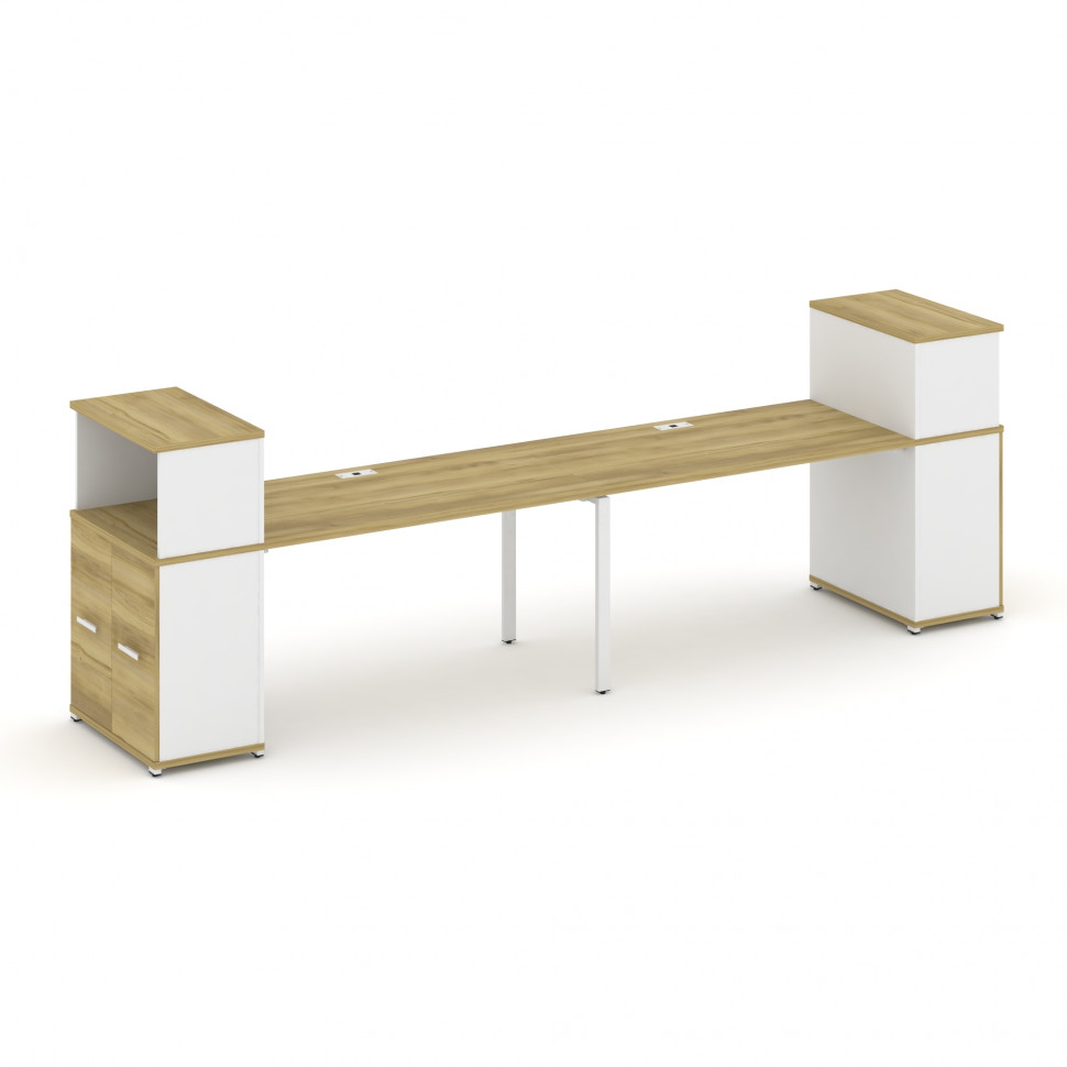 Concept Рабочая станция с опорными распаш. шкафами с надставкой низ. CN.ORS-227 W Дуб Винченцо/Белый Concept Рабочая станция с опорными распаш. шкафами с надставкой низ. CN.ORS-227 W Дуб Винченцо/Белый