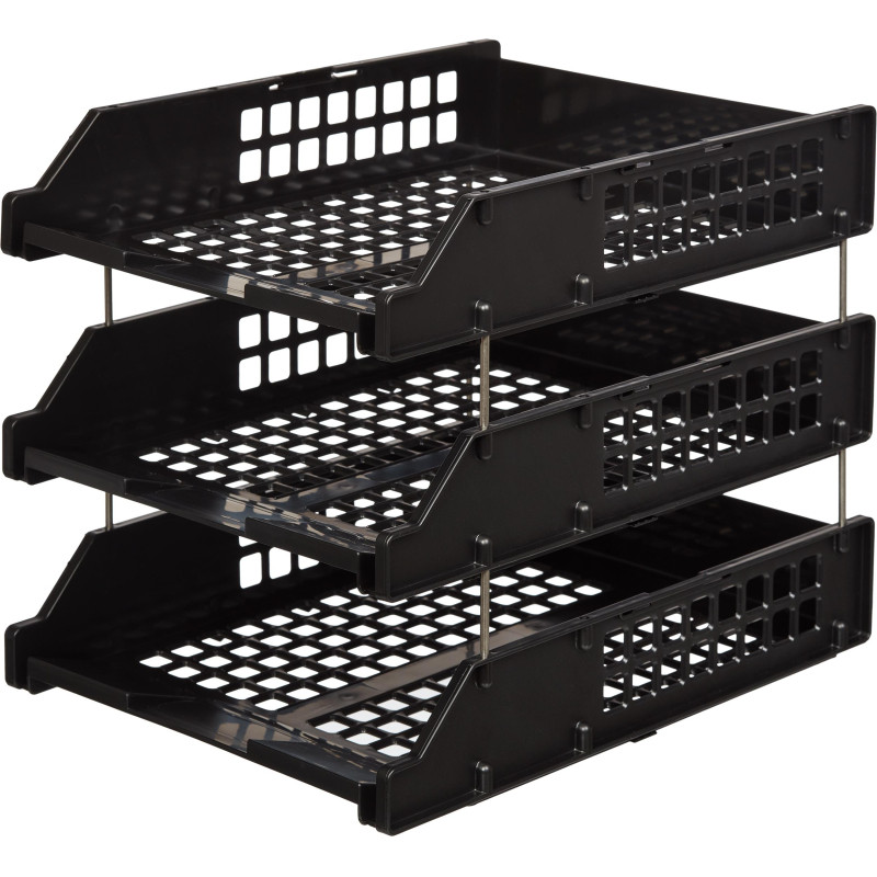 Лоток горизонтальный Стамм STRONG наб. 3 шт.на металл.стержнях черный