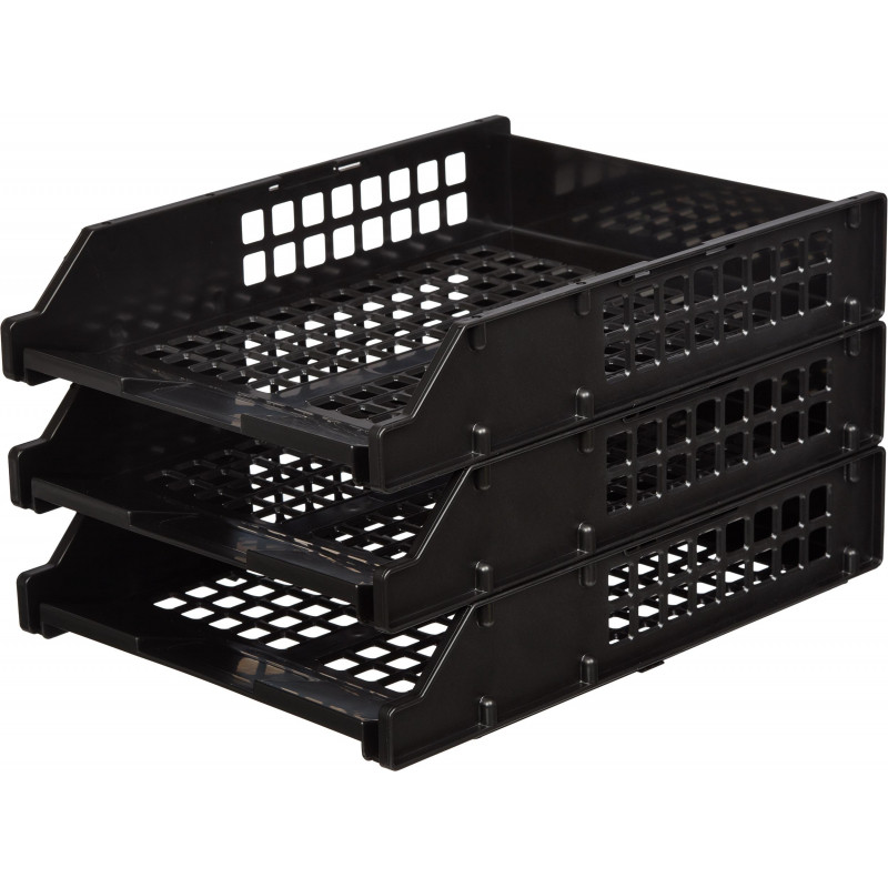 Лоток горизонтальный Стамм STRONG наб. 3 шт.на металл.стержнях черный