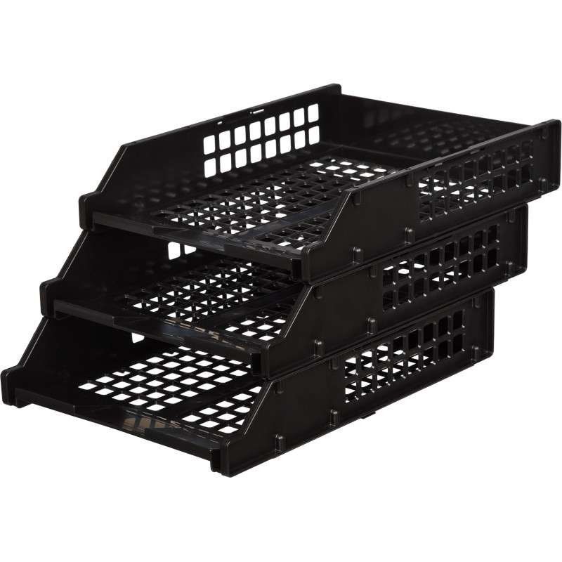 Лоток горизонтальный Стамм STRONG наб. 3 шт.на металл.стержнях черный