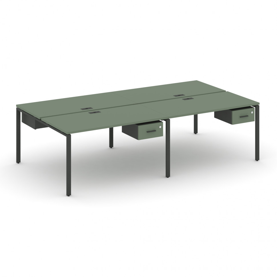 Concept Рабочая станция двухсторонняя с подвесными тумбами на 4 места CN.DRS-130 A Кобо/Антрацит/Мет