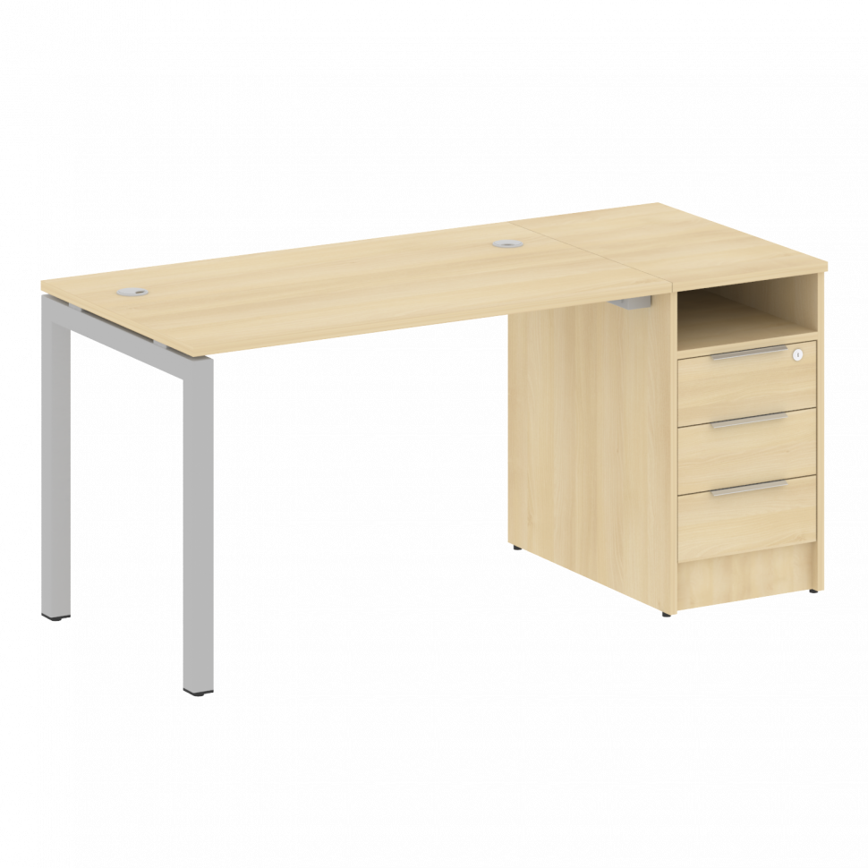 Metal System Quattro Рабочая станция с тумбой на П-образном м/к 50БП.РС-СТП-1.2 Акация Лорка/Металл