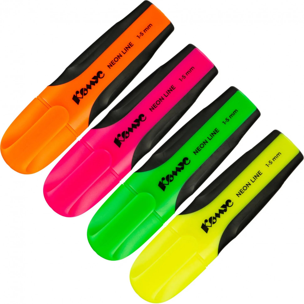 Набор текстовыделителей маркеров Комус Neon Line 1-5мм наб 4цв