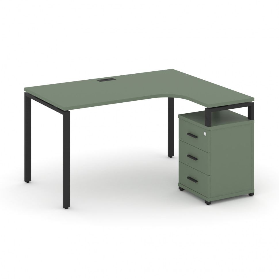 Concept Стол эргономичный с опорной тумбой CN.SA-307(R) B Кобо/Металл Черный 1580*1180/1546*750 Concept Стол эргономичный с опорной тумбой CN.SA-307(R) B Кобо/Металл Черный 1580*1180/1546*750