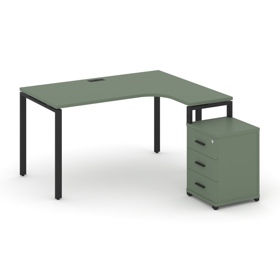 Concept Стол эргономичный с опорной тумбой CN.SA-307(R) B Кобо/Металл Черный 1580*1180/1546*750 Concept Стол эргономичный с опорной тумбой CN.SA-307(R) B Кобо/Металл Черный 1580*1180/1546*750