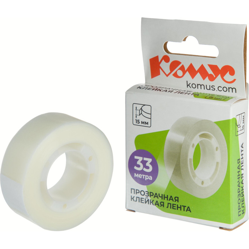 Клейкая лента канцелярская Комус 15x33
