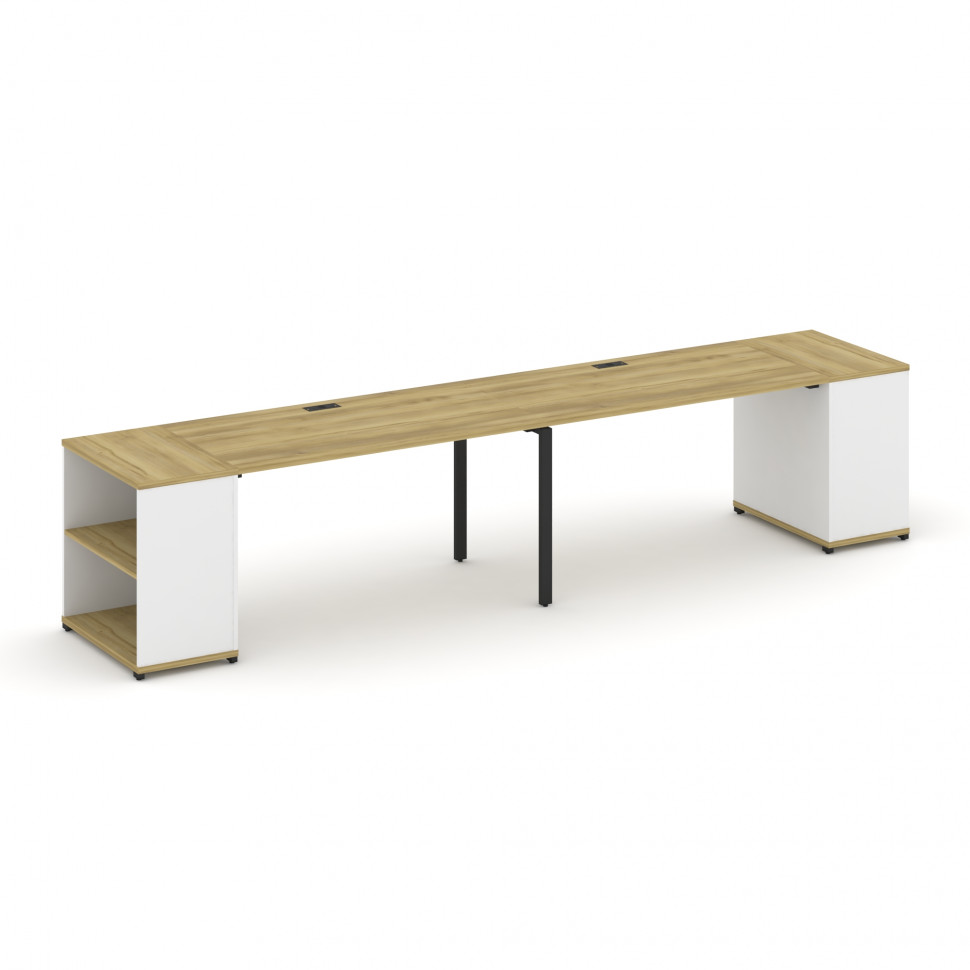 Concept Рабочая станция с опорными стеллажами CN.ORS-203 Дуб Винченцо/Белый Бриллиант/Металл Черный Concept Рабочая станция с опорными стеллажами CN.ORS-203 Дуб Винченцо/Белый Бриллиант/Металл Черный