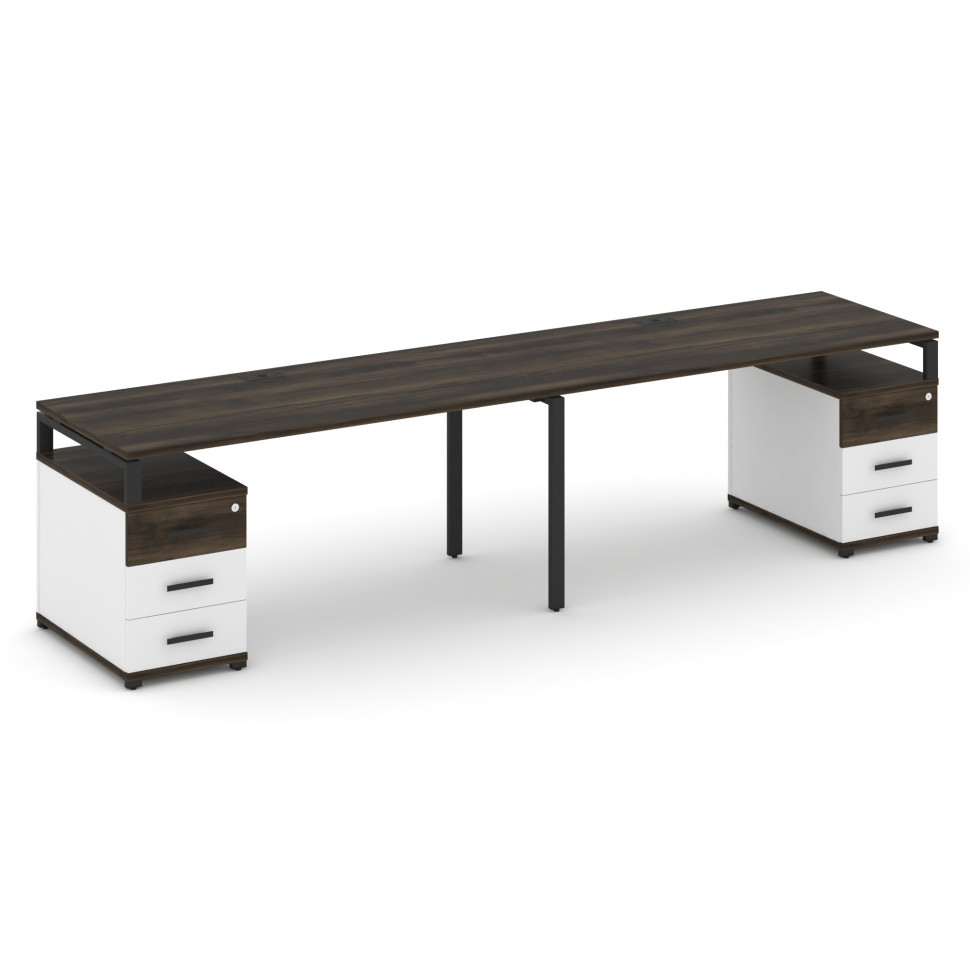 Concept Рабочая станция 2 места с 2 опорными тумбами CN.ORS-320 B Дуб Мали/Белый Бриллиант/Металл Че