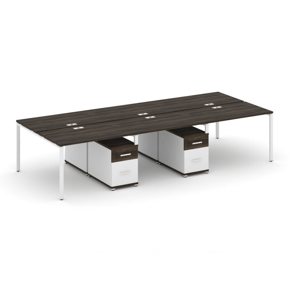 Concept Рабочая станция 6 мест с 2 двухсторонними опорными тумбами CN.DRS-346 W Дуб Мали/Белый Брилл Concept Рабочая станция 6 мест с 2 двухсторонними опорными тумбами CN.DRS-346 W Дуб Мали/Белый Брилл