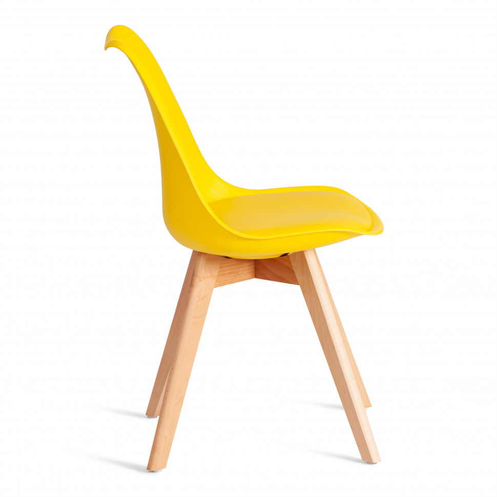 Стул TULIP (mod. 73-1) дерево/пластик/экокожа, 47,5x55x80 см, Желтый (Yellow)