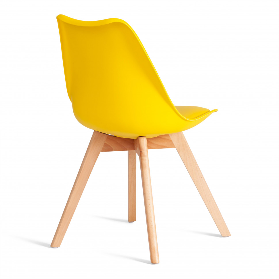 Стул TULIP (mod. 73-1) дерево/пластик/экокожа, 47,5x55x80 см, Желтый (Yellow)
