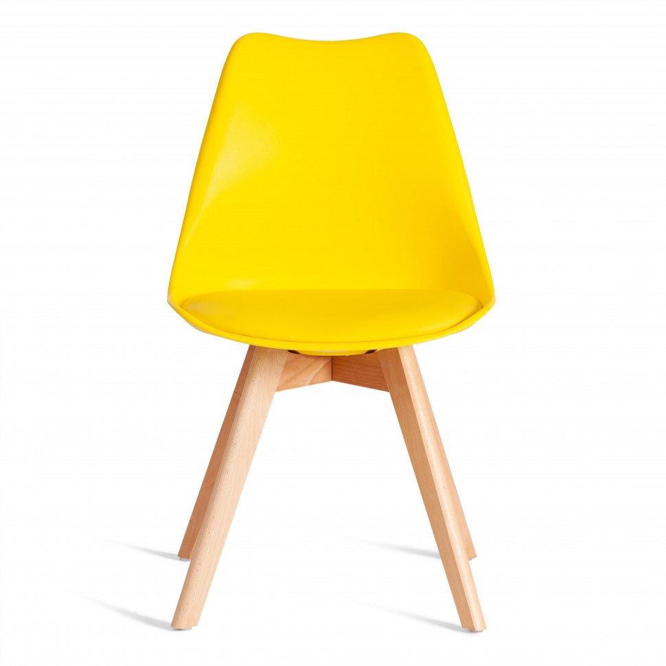 Стул TULIP (mod. 73-1) дерево/пластик/экокожа, 47,5x55x80 см, Желтый (Yellow)