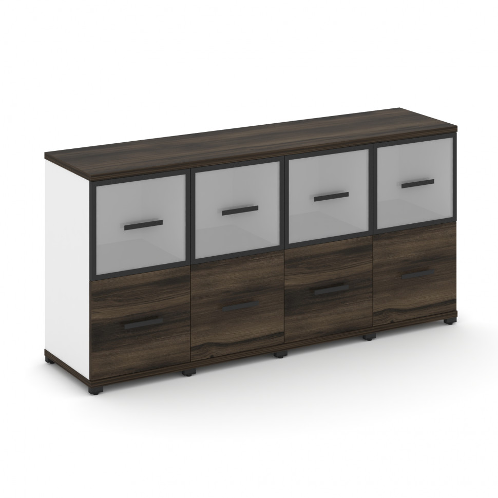 Concept Шкаф 4 узкие секции, 2 ниши CN.STU-242 RMB B Дуб Мали/Белый Бриллиант/Металл Черный/Сатин 16