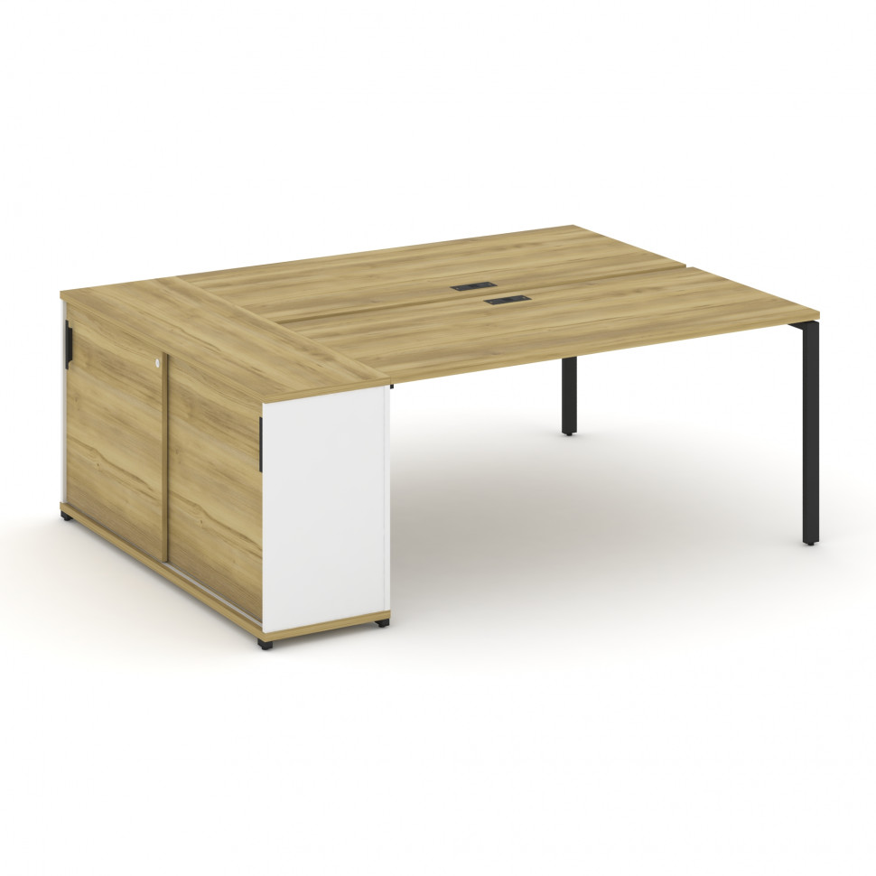 Concept Рабочая станция с опорным шкафом-купе CN.DRS-236 B Дуб Винченцо/Белый Бриллиант/Металл Черны