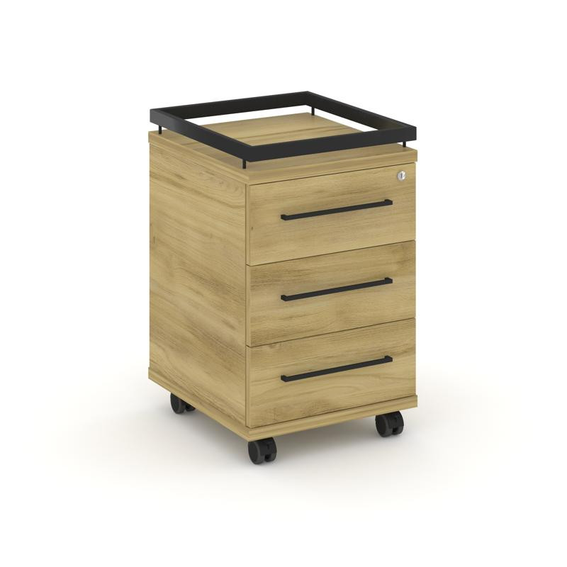 Rift Тумба мобильная усиленная + рамка RF.TM-003 Дуб Винченцо/Металл Черный/Черный Ручки 416*460*665